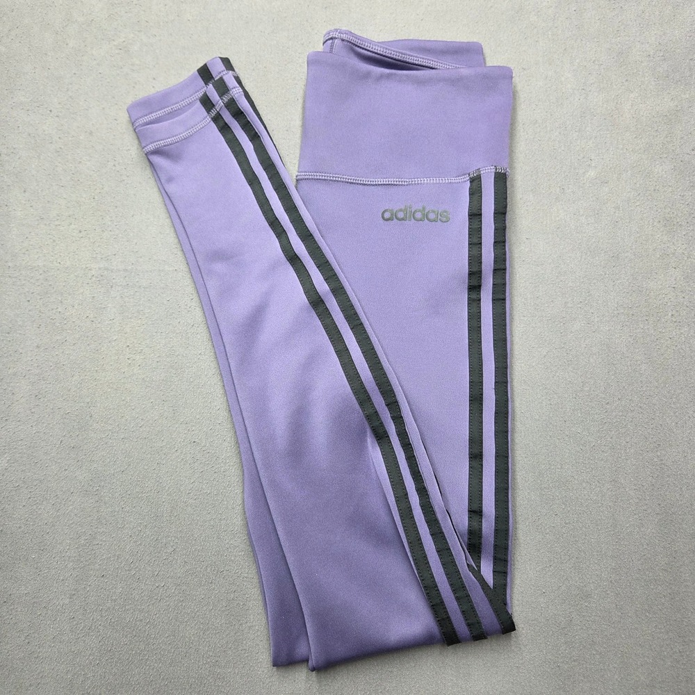 Adidas Climalite Women's Small Purple Leggings Black Side Stripe High Waist
